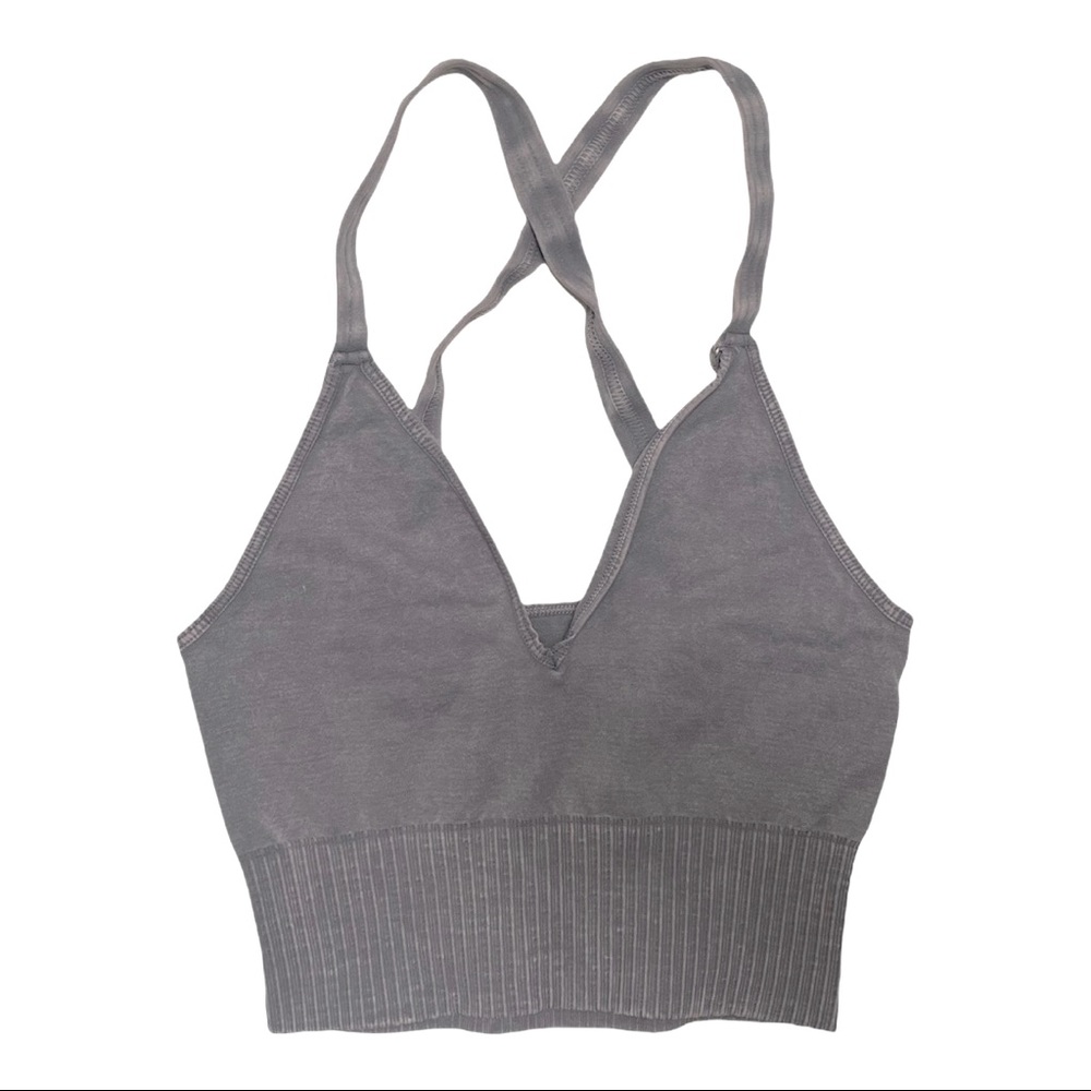 Grey Free People Good Karma Crop #4
